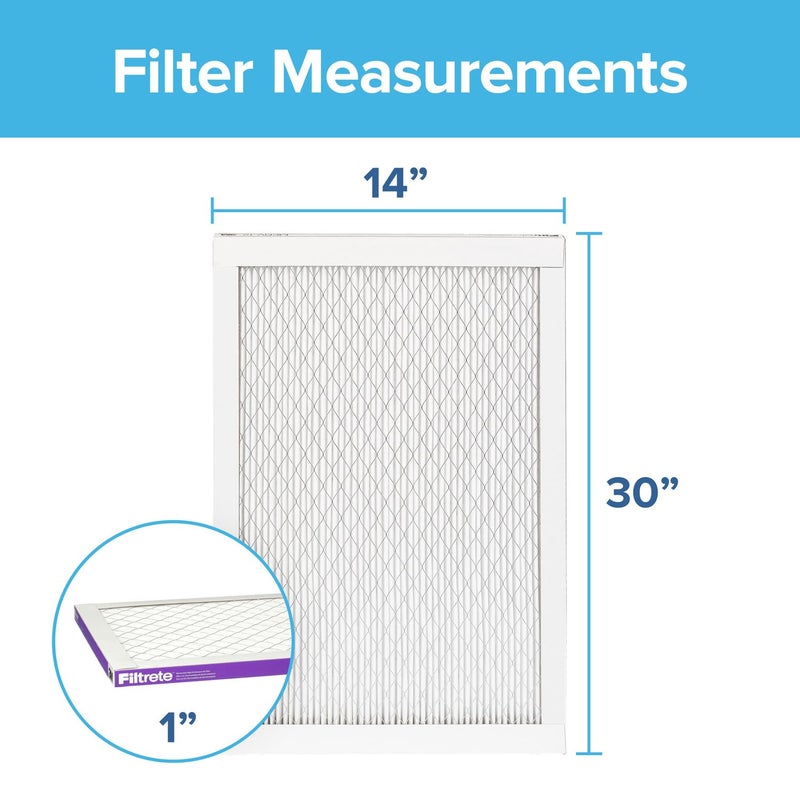 Filtrete 14x30x1 AC Furnace Air Filter, MERV 12, MPR 1500, CERTIFIED asthma & allergy friendly, 3 Month Pleated 1-Inch Electrostatic Air Cleaning Filter, 2-Pack (Actual Size 13.81x29.81x0.78 in) - Image 2